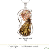 Colier Argint 925 cu Chihlimbar Verde si Perla – Eleganta si Feminitate