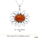 Colier Argint 925 Floare cu Chihlimbar – Energie Pozitiva si Protectie