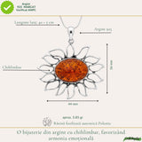 Colier Argint 925 Floare cu Chihlimbar – Energie Pozitiva si Protectie