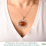 Colier Argint 925 Floare cu Chihlimbar – Energie Pozitiva si Protectie