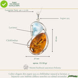 Colier Argint 925 cu Chihlimbar si Larimar Natural - Energie Calda si Echilibru