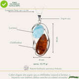Colier Argint 925 cu Chihlimbar si Larimar Natural - Armonie si Energie Luminoasa