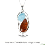 Colier Argint 925 cu Chihlimbar si Larimar Natural - Armonie si Energie Luminoasa