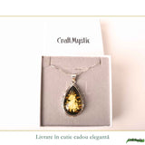 Colier Argint 925 cu Chihlimbar Verde Natural Lacrima – Energie si Eleganta