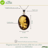 Colier Argint 925 cu Chihlimbar Verde Camee Feminina – Eleganta si Feminitate