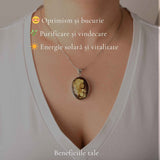 Colier Argint 925 cu Chihlimbar Verde Camee Feminina – Eleganta si Feminitate