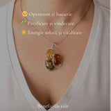Colier Argint 925 cu Chihlimbar in 3 Culori Floare – Energie si Feminitate