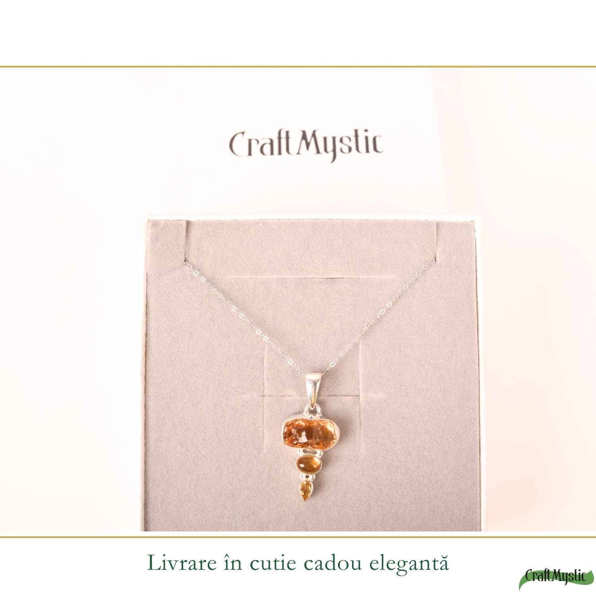 Colier Argint 925 cu Triplu Citrin – Energie, Abundenta si Lumina Interioara