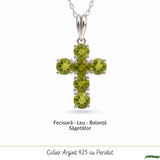 Colier Argint 925 cu Peridot Cruce – Echilibru si Energie Pozitiva
