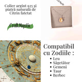 Colier Argint 925 cu Citrin Lacrima - Lumina, Prosperitate si Energie Pozitiva