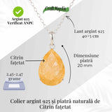 Colier Argint 925 cu Citrin Lacrima - Lumina, Prosperitate si Energie Pozitiva