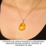 Colier Argint 925 cu Citrin Lacrima - Lumina, Prosperitate si Energie Pozitiva