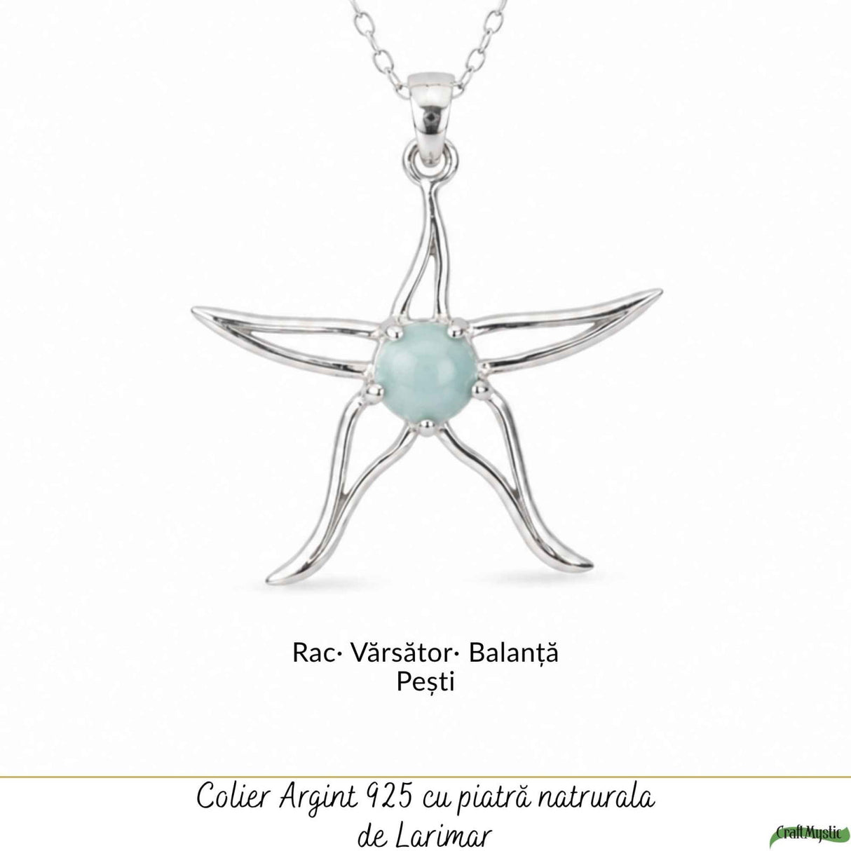 Colier Argint 925 cu Larimar Stea de Mare – Calm si Energie Feminina