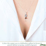 Colier Argint 925 Pisica cu Chihlimbar Natural - Protectie si Energie Calda