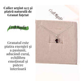 Colier Argint 925 cu Granat Oval fatetat- Pasiune, Curaj si Energie Interioara
