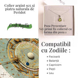 Colier Argint 925 cu Peridot Natural in Forma de Lacrima - Lumina, Vindecare si Armonie Interioara