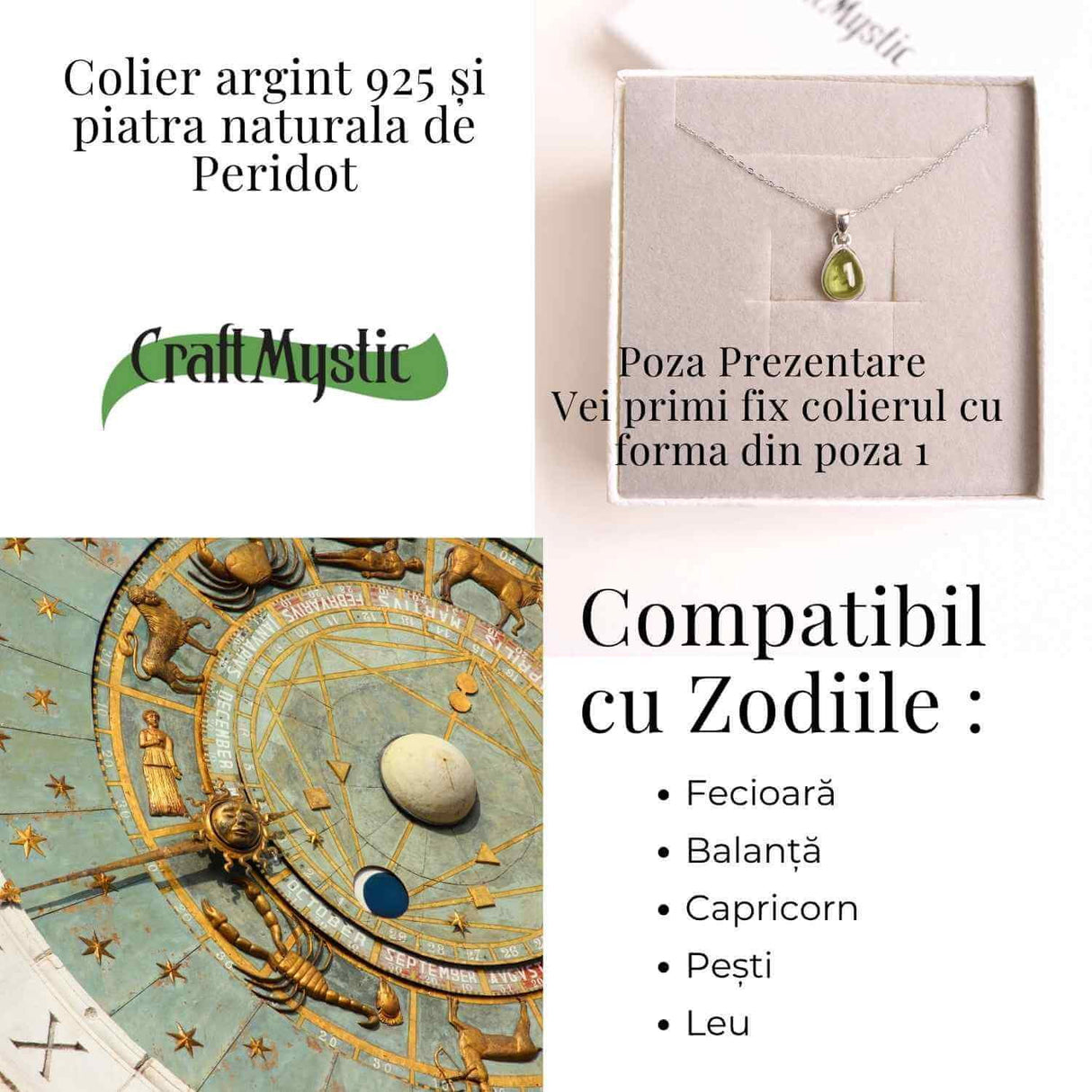 Colier Argint 925 cu Peridot Natural Oval - Lumina Interioara si Energie Pozitiva