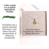 Colier Argint 925 cu Peridot Natural Patrat - Claritate, Energie si Renastere