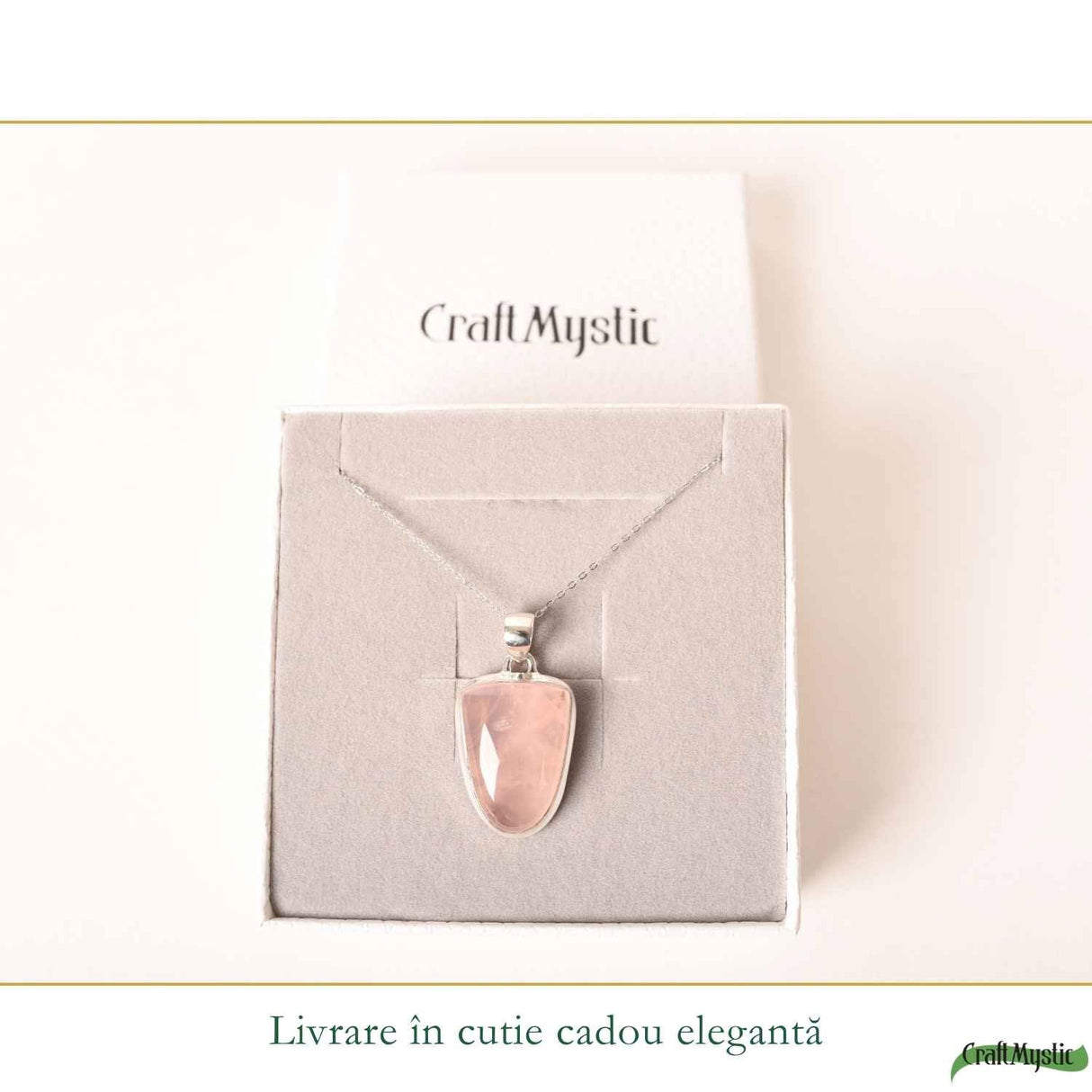 Colier Cuart Roz neregulat din Argint 925 – iubire de sine si echilibru emotional