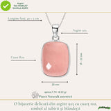 Colier argint 925 cu Cuart Roz patrat – iubire de sine si echilibru emotional