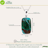 Colier Argint 925 cu Crisocola Dreptunghi – Calm si Armonie Interioara