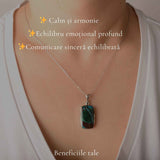 Colier Argint 925 cu Crisocola Dreptunghi – Calm si Armonie Interioara