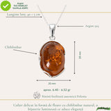 Colier Argint 925 cu Chihlimbar Natural Oval Mare - Energie Calda si Echilibru