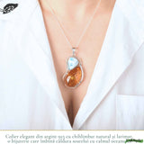 Colier Argint 925 cu Chihlimbar si Larimar Natural - Energie Calda si Echilibru