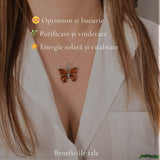 Colier argint 925 cu fluture si chihlimbar natural - Energie solara si vitalitate
