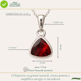 Colier Argint 925 cu Granat Triunghi – Putere si Echilibru Interior