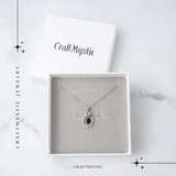Colier Argint 925 cu Granat Natural si Zirconiu - Pandantiv Ghirlanda cu Fundita, Simbol al Energiei si Protectiei