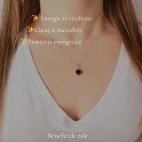 Colier Argint 925 cu Granat Patrat – Stabilitate si Energie Interioara
