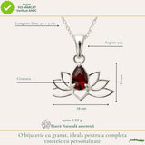 Colier Argint 925 cu Granat Lotus – Energie si Renastere Interioara