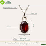 Colier Argint 925 cu Granat Oval – Energie si Stabilitate Interioara