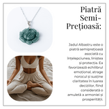 Colier Argint 925 cu Jad Albastru Guatemala in Forma de Floare de Lotus - Puritate si Armonie Interioara