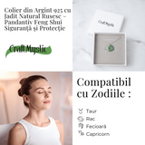 Colier Argint 925 cu Jadit Natural Rusesc in Forma Rotunda - Echilibru, Noroc si Protectie Spirituala