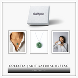 Colier Argint 925 cu Jadit Natural Rusesc in Forma Rotunda - Echilibru, Noroc si Protectie Spirituala