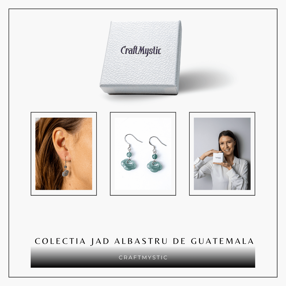 Cercei Argint 925 cu Jad Albastru Guatemala - Model Nor Pi Disc pentru Noroc si Protectie