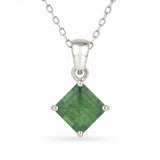 Colier Argint 925 cu Kianit Verde Fatetat Patrat – Echilibru si Claritate