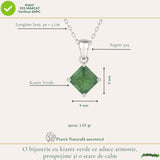 Colier Argint 925 cu Kianit Verde Fatetat Patrat – Echilibru si Claritate