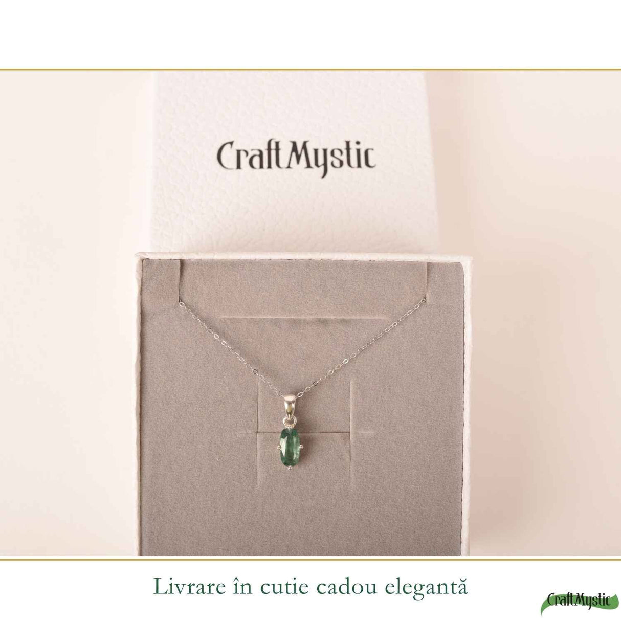 Colier Argint 925 cu Kianit Verde Fatetat – Echilibru si Claritate