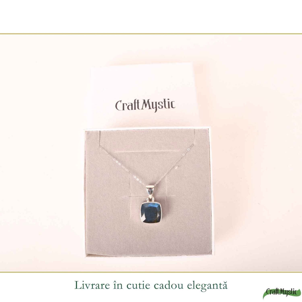 Colier Argint 925 cu Labradorit Fațetat Patrat – Claritate si Protectie