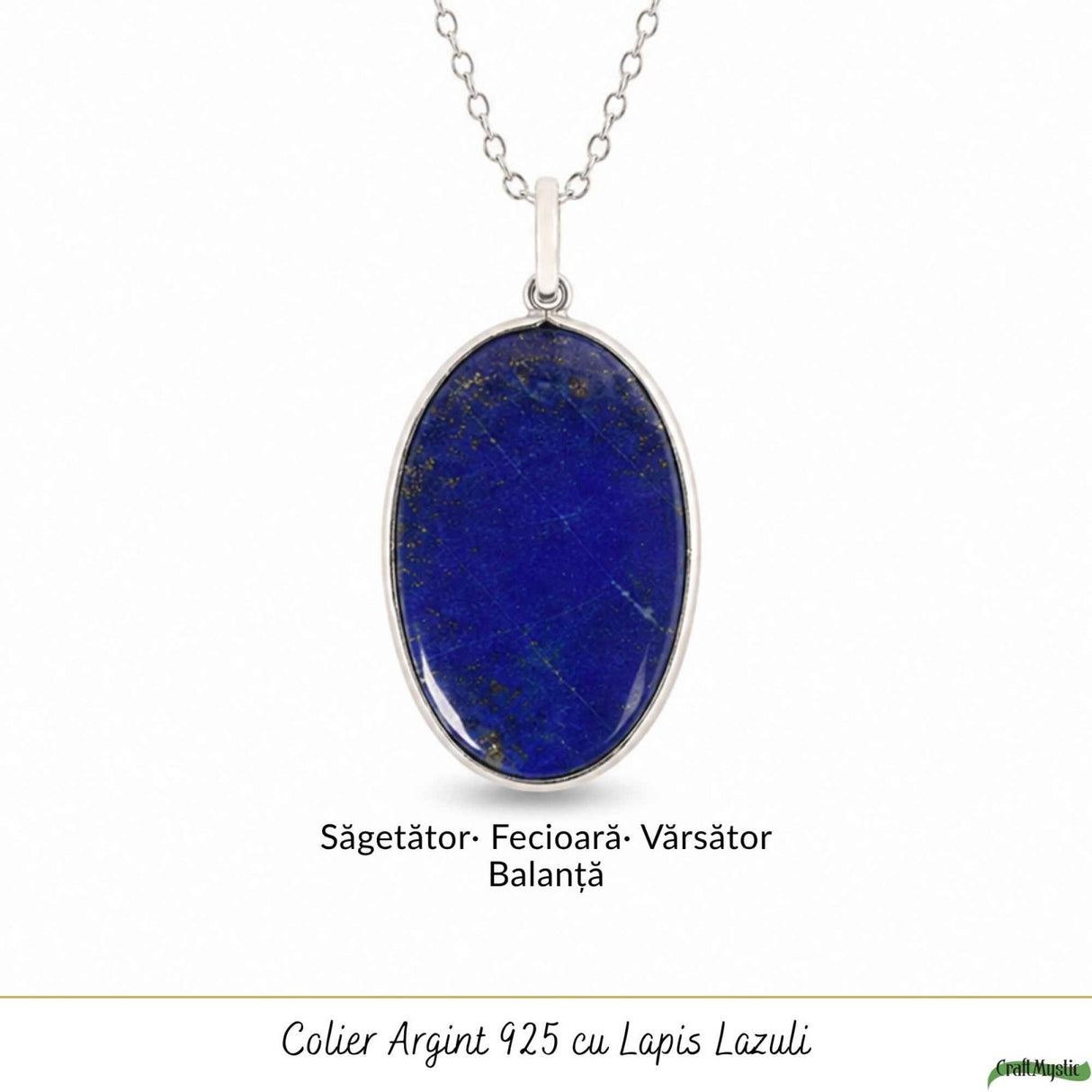 Colier argint 925 cu Lapis Lazuli oval – Claritate mentala si comunicare autentica