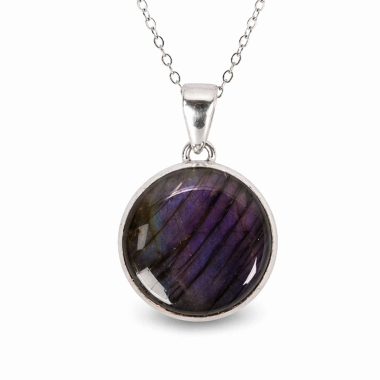 Colier Argint 925 cu Labradorit Violet Rotund – Protectie si Echilibru