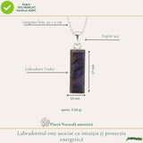 Colier Argint 925 cu Labradorit Violet Dreptunghi – Claritate si Protectie