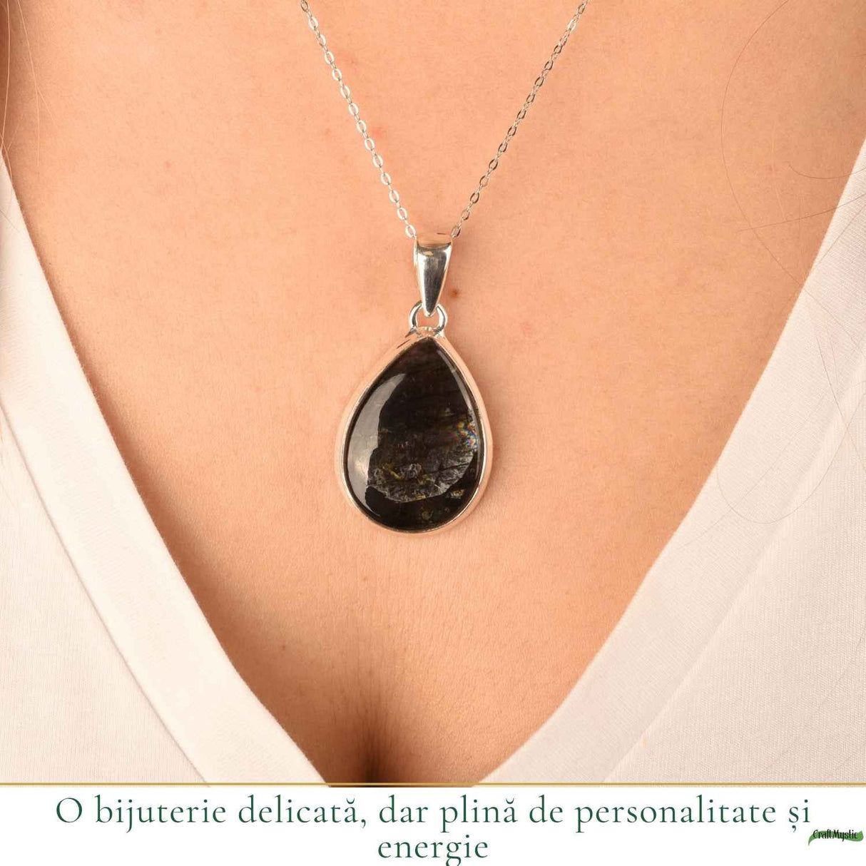 Colier Argint 925 cu Labradorit Violet Lacrima – Intuitie si Protectie