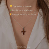 Colier argint 925 forma cruce si chihlimbar natural - Protectie si energie solara