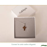 Colier argint 925 forma cruce si chihlimbar natural - Protectie si energie solara