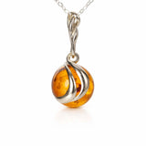 Colier argint 925 rotund cu chihlimbar natural - Energie solara si echilibru