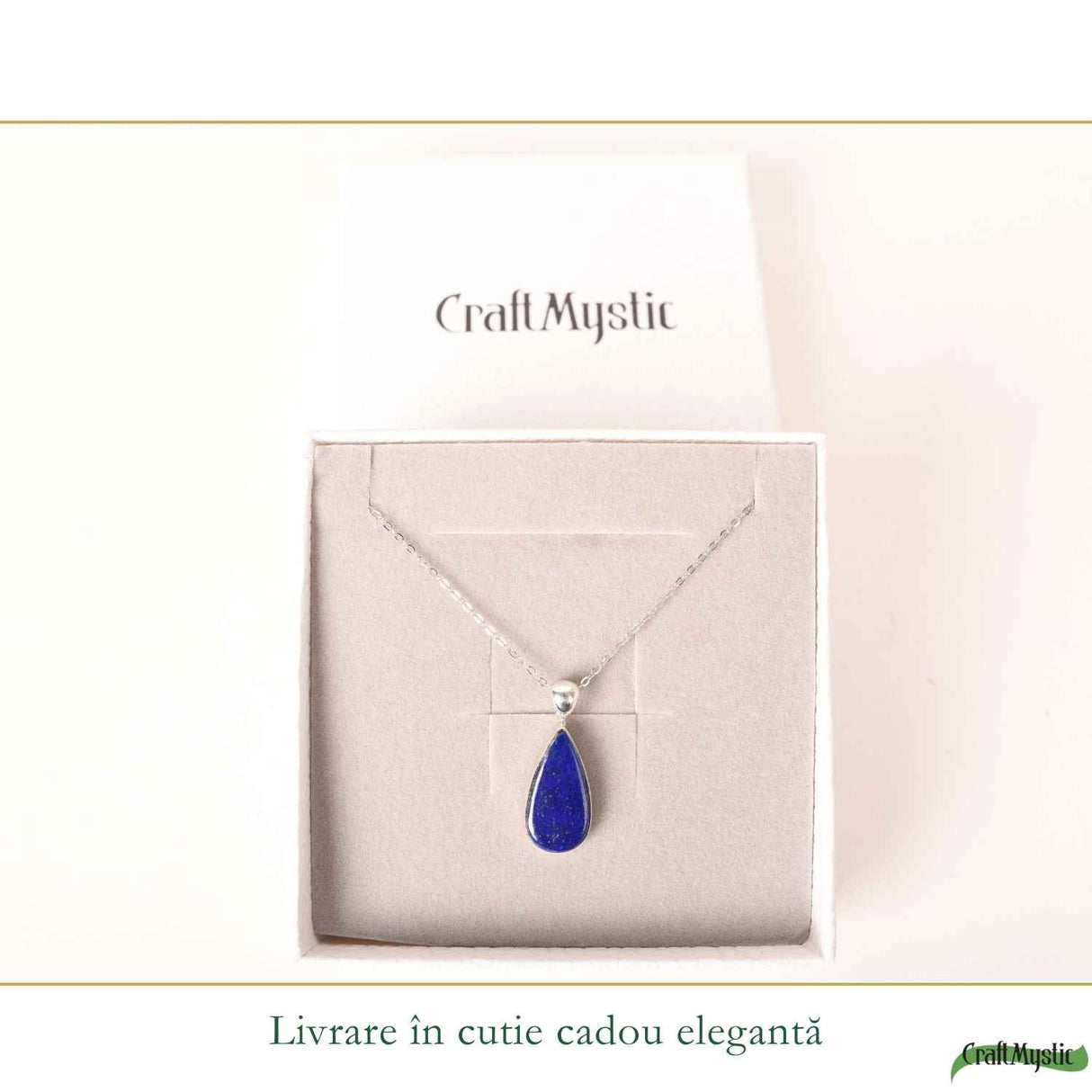 Colier argint 925 cu Lapis Lazuli lacrima – Claritate mentala si liniste interioara